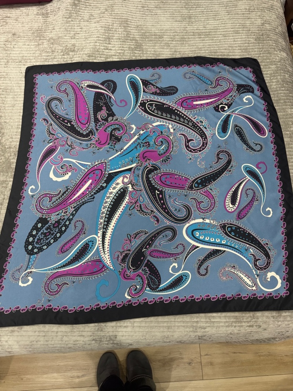 Disney Paisley Silk-Feel Scarf in Blue, Purple & Black